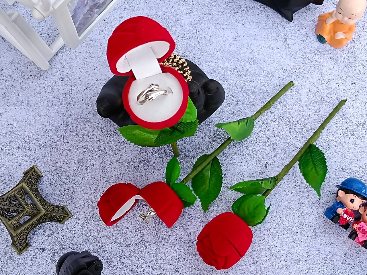 Rose Ring Box + Hug Ring Combo Hug Ring Valentine Special Gift Valentine's Day Gifts for Valentine