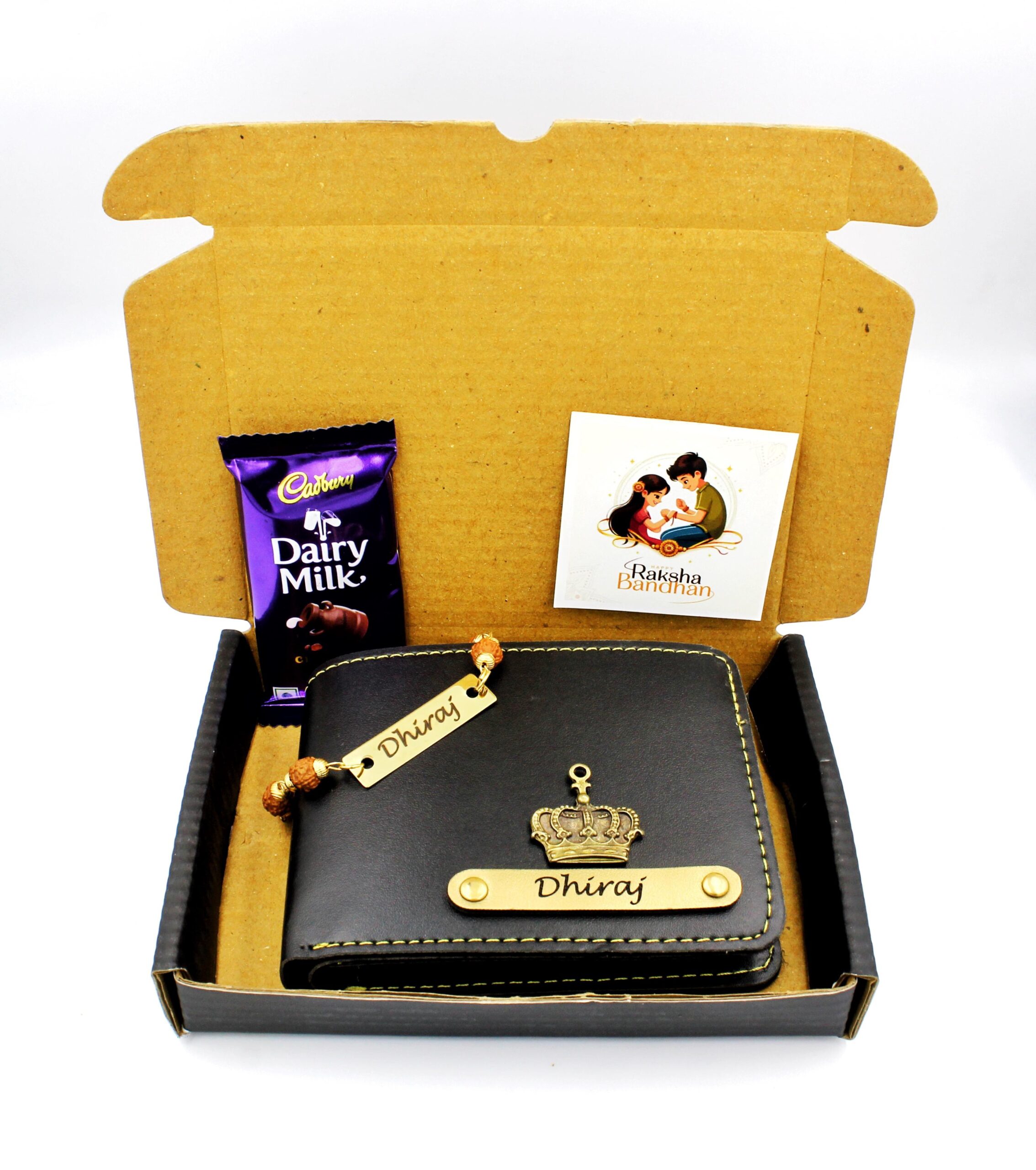 Customised Wallet With Rudraksh Rakhi Rakhi combo Rakshabandhan combo wallet combo gifts for brother rudraksh rakhi customised rakhi personalised rakhi