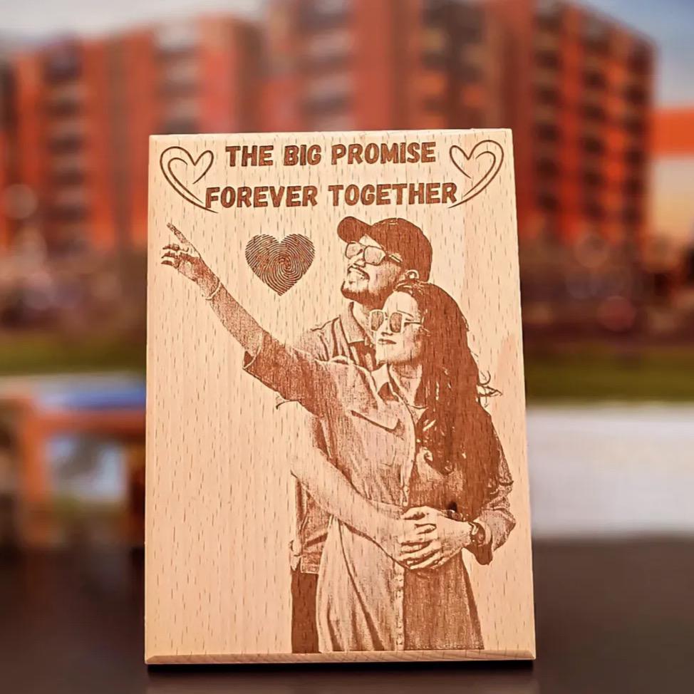 Here are **10 SEO-friendly tags** for better reach: personalized wooden engraved frame, custom photo engraved plaque, wooden photo frame gift, anniversary gift for couple, customized wooden frame, romantic gift idea, photo engraving on wood, personalized keepsake gift, engraved couple frame, handcrafted wooden photo frame