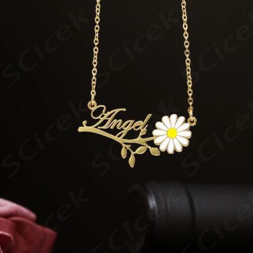 Personalized Floral Name Pendant